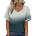 thumbnail image 2 of BVOFAR Womens Summer Trendy Shirts 2025 Plus Size Gradient Tops Casual V Neck T-Shirts Short Sleeve Loose Blouses, 2 of 8