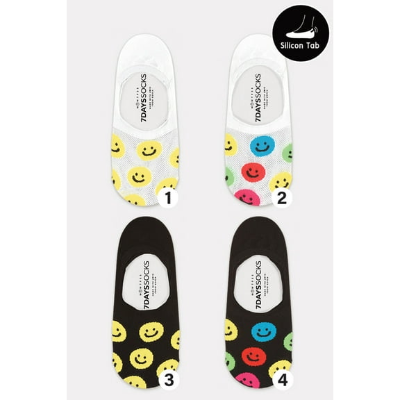 Women's No Show See-Through Smile Socks - 4 Pair Set