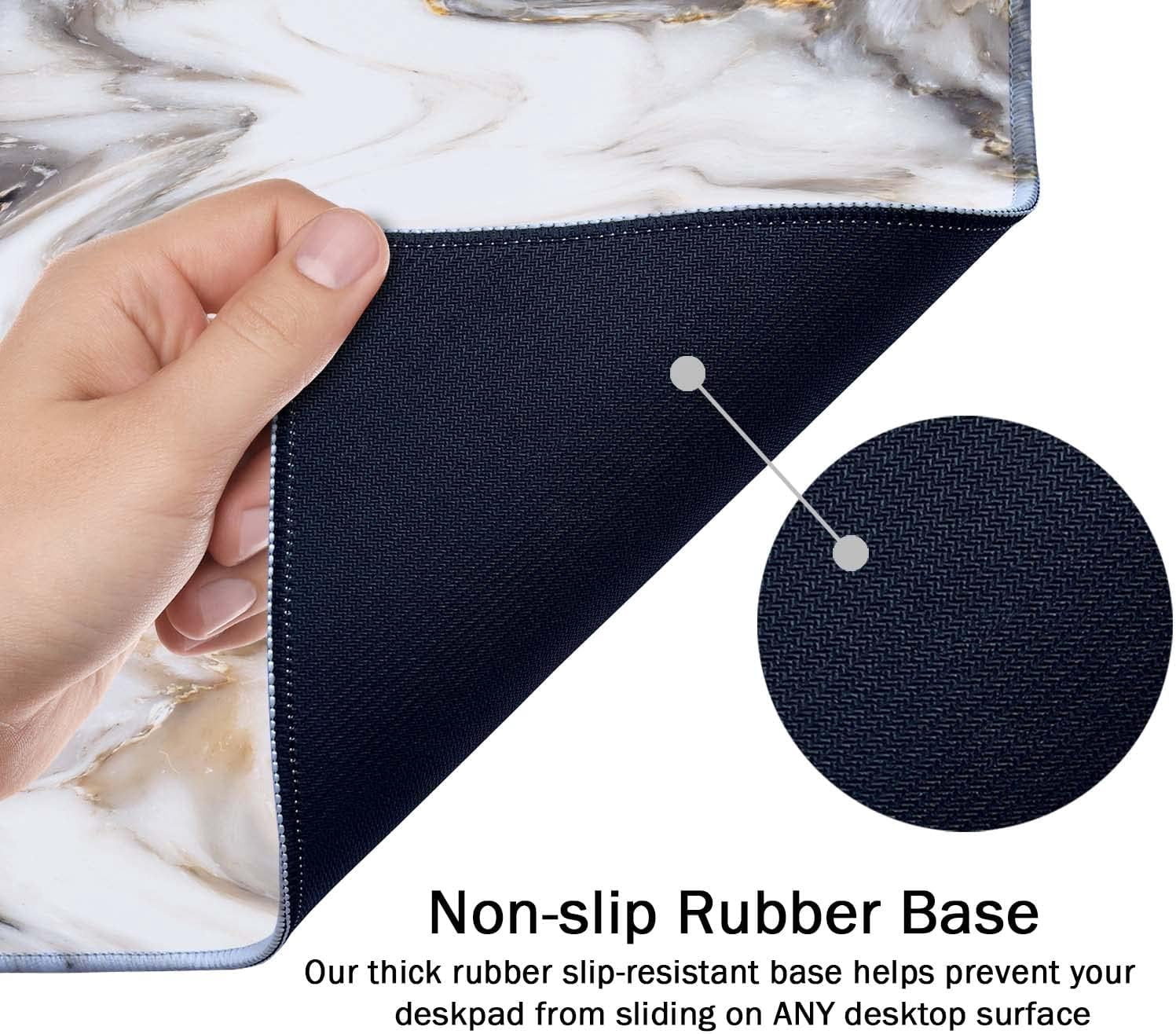 Desk Mat, Extended Gaming Mouse Pad 35.5x15.7 in, Large Non-Slip Rubber Base Mousepad with Stitched Edges, Waterproof Keyboard Mouse Mat Desk Pad for Work, Game, Office, Home -Marble Ink Texture