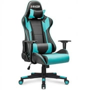 Homall Gaming Chair Office Chair High Back Computer Chair Leather Desk Chair Racing Executive Ergonomic Adjustable Swivel Task Chair with Headrest and Lumbar Support, Cyan