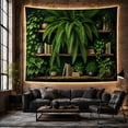 thumbnail image 6 of Lush Fern on Wooden Shelves Against Deep Green Wall, Serene Vintage Style for Plant Enthusiasts, Botanical Wall Art Decor, Housewarming Gift Tapestry Wall Hanging for Living Room and Dorm, 6 of 7