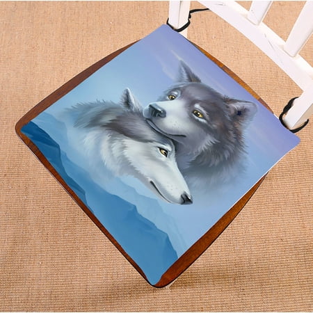 ABPHQTO Wolf Oil Painting Chair Pad Seat Cushion Chair Cushion Floor Cushion Two Sides Printing 20x20 Inch