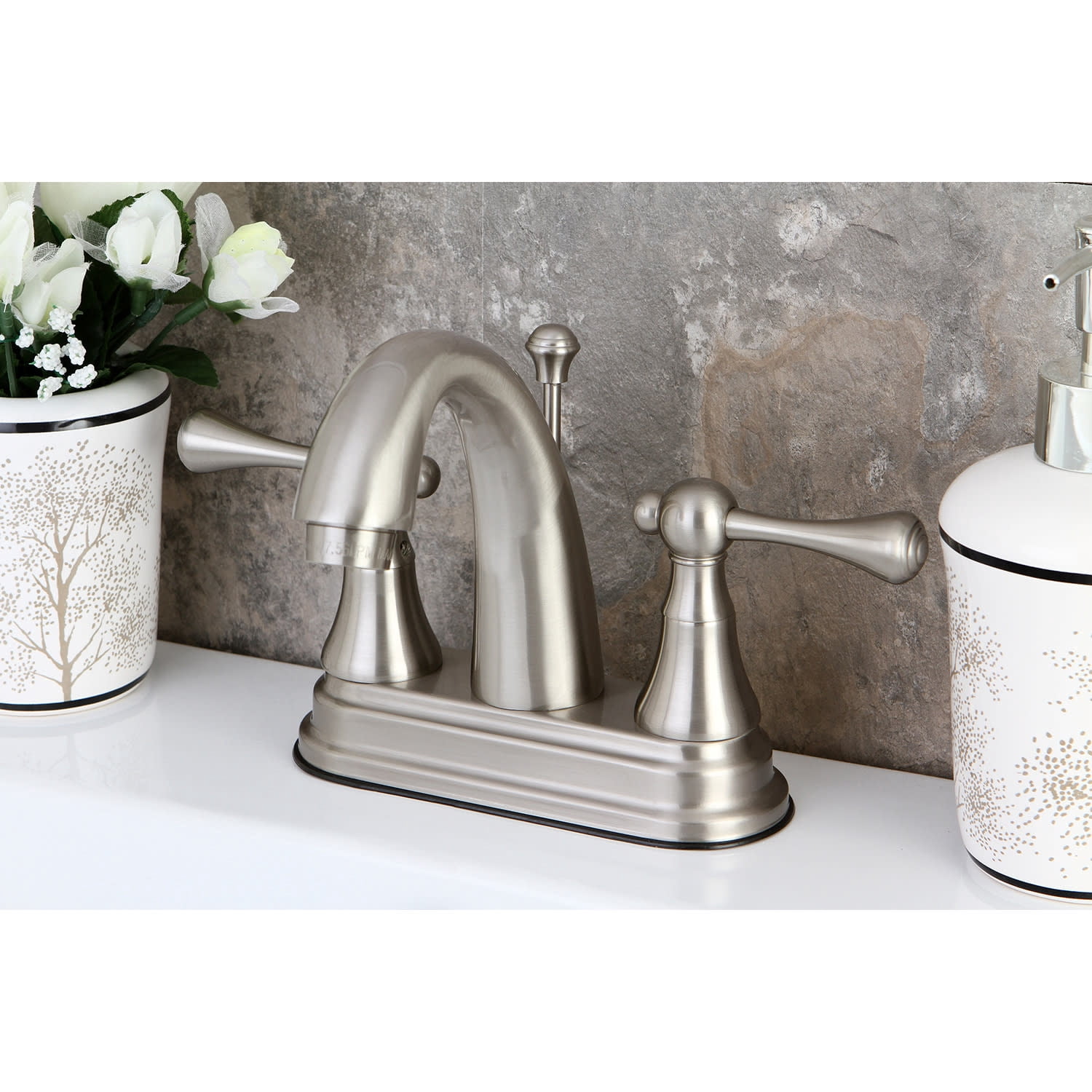 Kingston Brass English Vintage Two Handle 4" Centerset Lavatory Faucet with Brass Pop-up