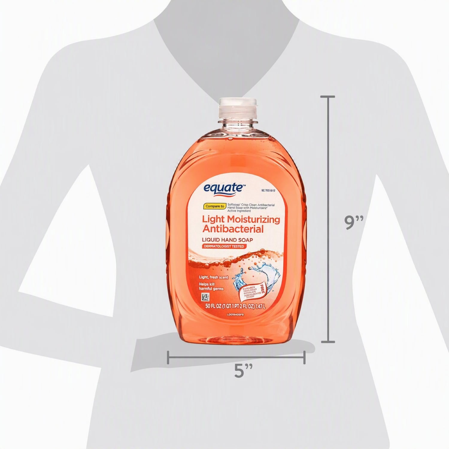 (2 pack) Equate Light Moisturizing Antibacterial Liquid Hand Soap, 50 fl oz, Compare to Softsoap® Crisp Clean Antibacterial Hand Soap with Moisturizers Active Ingredient
