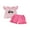 Pink, variant on BemeyourBBs Toddler Baby Girls Summer Outfits Infant Baby Girl Clothes 1T 2T 3T 4T Tractor Embroidery Striped Fly Sleeves T Shirt Tops and Elastic Ruffles Shorts Set