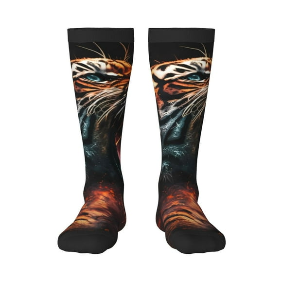 KLL Cool Tiger Print Women's Men's Ankle Socks 1-pack Casual Athletic Socks for Unisex Adult Moisture-Wicking Socks for Daily Wear/Running/Sport