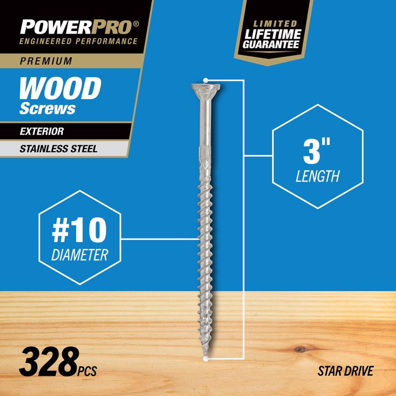 Hillman 5000517 No. 10 x 3 in. Star Flat Head Stainless Steel Deck Screws, 5 lbs - Pack of 330