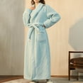 thumbnail image 6 of Hvyesh Womens Plush Fleece Robe, Flannel Fleece Bathrobe for Womens, Fluffy Cute Long House Coat Warm Long Sleeve Shawl Collar Full Length Sleepwear Pajamas, 6 of 8