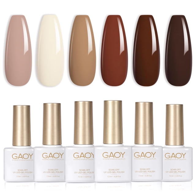 Set de esmaltes de uñas en gel GAOY Nude Brown Fall, 6 colores, 7,3 ml