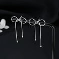thumbnail image 4 of Solid 925 Sterling Silver Bow Drop Earrings Dangle for Women Teens Bowknot Dangle Earrings Studs, 4 of 8
