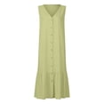 thumbnail image 5 of Tiqkatyck Slip Dress for Women, Women's Solid Color Suspender Temperament Commuting Trend Long Skirt Loose Waist Dress Dresses for Women 2023 Green, 5 of 5
