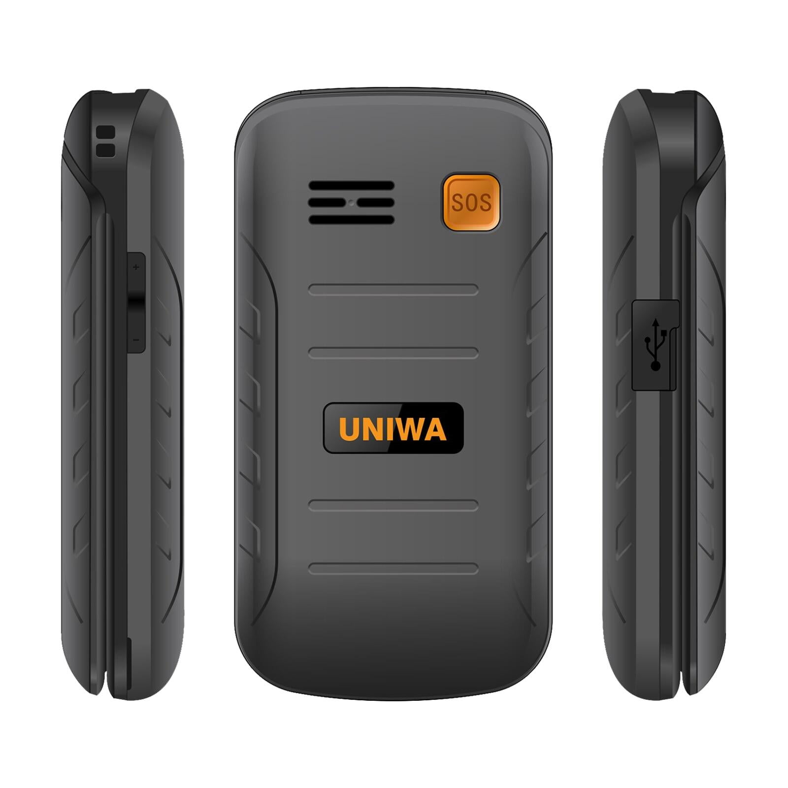 UNIWA V909T Dual Screen 2.8inches 4G Flip Cellphone Big Push-Button 2250mAh FM Radio Feature Phone for Elderly