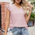 thumbnail image 5 of Mittory Womens Summer Tops V Neck Ruffle Short Sleeve T Shirts Eyelet Loose Fit Blouses, 5 of 6