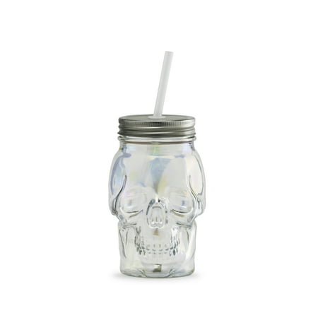 Way To Celebrate Iridescent Glass Skull Sipper