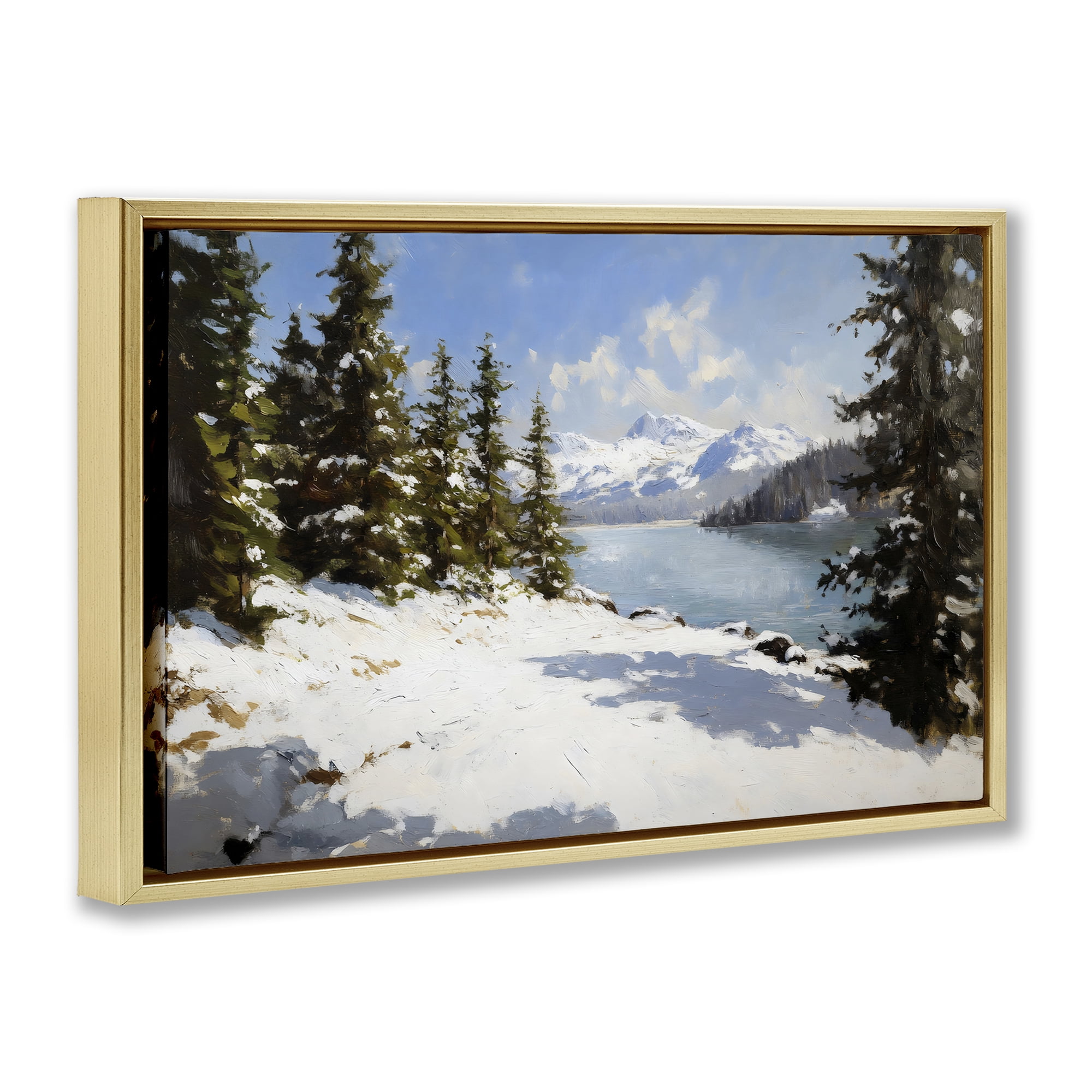 Way Up North Landscape Gold Framed Floater Canvas Wall Art, design by Petal Prints Design