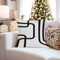thumbnail image 4 of Ethan Taylor Abstract Throw Pillow Soft Cushion Cover 'Lines Shapes' Mid-Century Modern Pattern Decorative Square Accent Pillow Case, 20x20 Inches, Black, White, 4 of 5