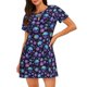 thumbnail image 1 of Fotbe purple Skull flower Bata de Dormir para Mujer con Estampado, Camisón de Algodón de Manga Corta, Ropa de Dormir Casual, 1 of 6