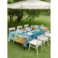 thumbnail image 5 of 60x120 Inch Outdoor Tablecloth with Umbrella Hole Zipper Rectangle Summer Coastal Rectangular Tablecloths Outside Waterproof Ocean Flower Sea Starfish Shells Patio Table Cloth Cover for Picnic Party, 5 of 8