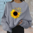 thumbnail image 2 of Womens Tops Casual Graphic Sunflower Printed Long Sleeve O Neck Sweatshirt Loose Gray Tshirts for Women S, 2 of 6