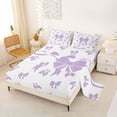 thumbnail image 2 of Erosebridal Purple Bow-tie Girls Queen Sheet Sets, Princess Cartoon Bed Set, 4pcs, 2 of 5