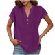thumbnail image 3 of Conjuntos de otoño para mujer,Blusa de algodón con cuello en V para mujer, manga corta, dobladillo abotonado, informal, para uso diario y en casa, sopatenor, 3 of 9