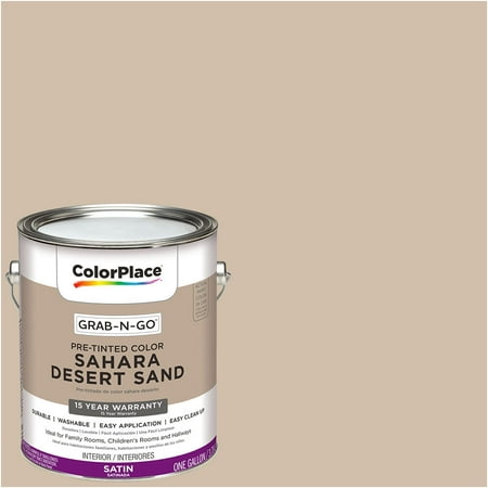 ColorPlace Pre Mixed Ready To Use, Interior Paint, Sahara Desert Sand, Satin Finish, 1