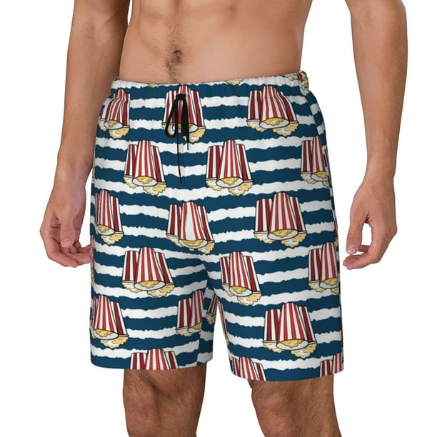 Fotbe Popcorn Traje de Baño para Hombre – Shorts de Natación de Secado Rápido con Forro y Bolsillos-Small