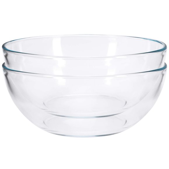 FOYO Tazón redondo de vidrio templado de 8 pulgadas para mezclar ensalada o cereal, juego de 2