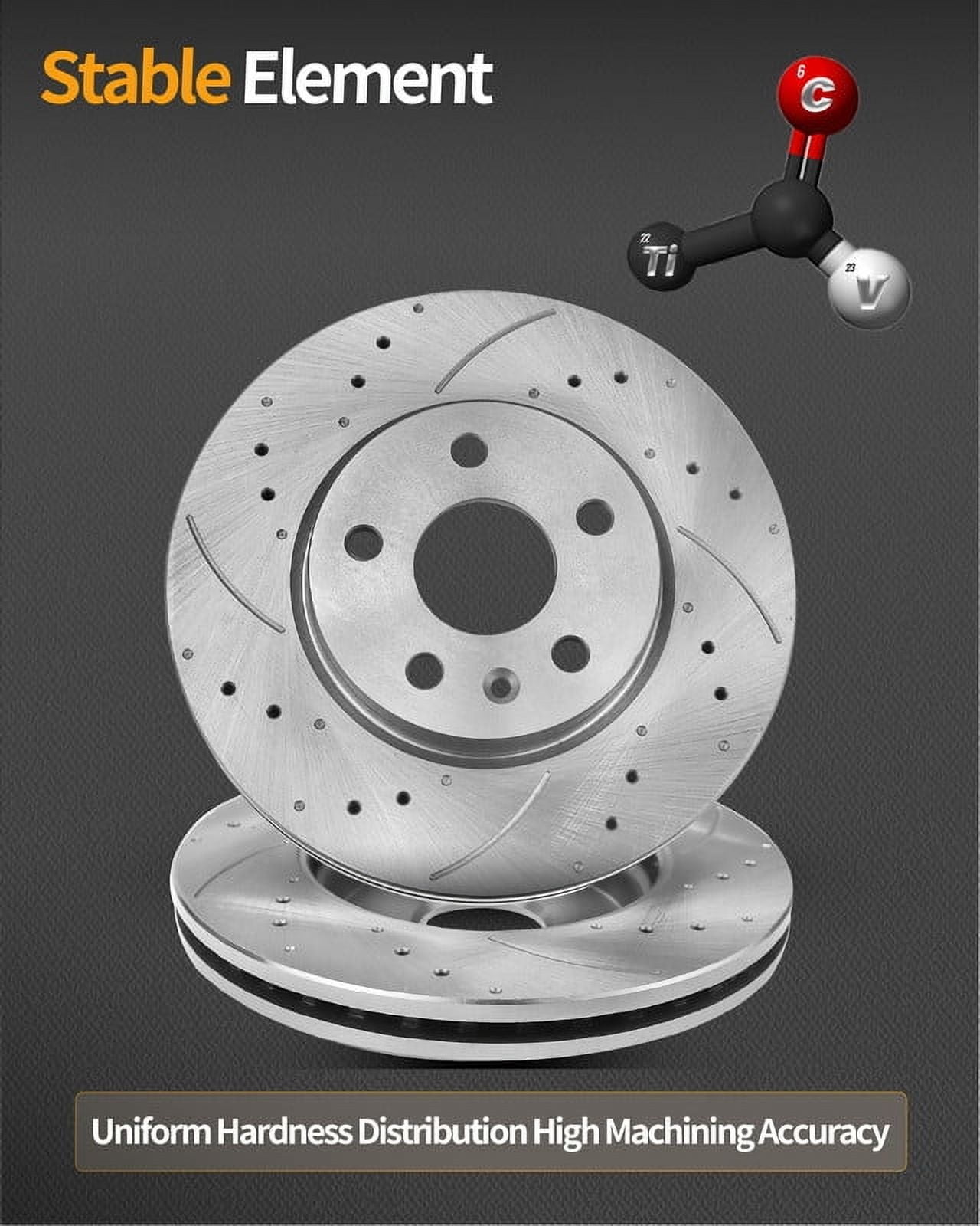 Aurogenix Front Brake Kit, Compatible With Toyota Corolla 2009-2019 Matrix, Drilled Brake Rotors & Ceramic Brake Pads, 275mm 10.8in