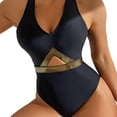 thumbnail image 1 of Trajes de baño de una pieza para mujer, traje de baño de cintura alta con corte y control de abdomen, traje de baño de 1 pieza con lazo en la espalda, 1 of 5