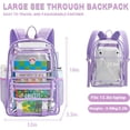 thumbnail image 2 of Smiaoer Large 18" Clear Backpack for School Stadium Travel Transparent Book Bag for Teen Students,Purple, 2 of 6