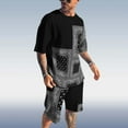 thumbnail image 2 of Vedolay Men Short Sets Outfits 2 Piece Men 2 Piece Set Short Sleeve Shirt with Drawstring Waist Shorts Summer Casual Beach Outfits,Black XL, 2 of 3