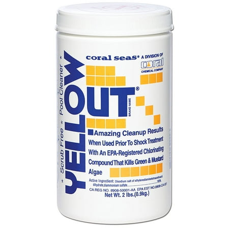 Yellow Out Swimming Pool Chlorine Shock Enhancing Treatment - 2 lbs., Used in conjunction with pool shock to safely remove green, yellow, brown, and pink algae from.., By Coral Seas from (Best Pool Shock For Algae)