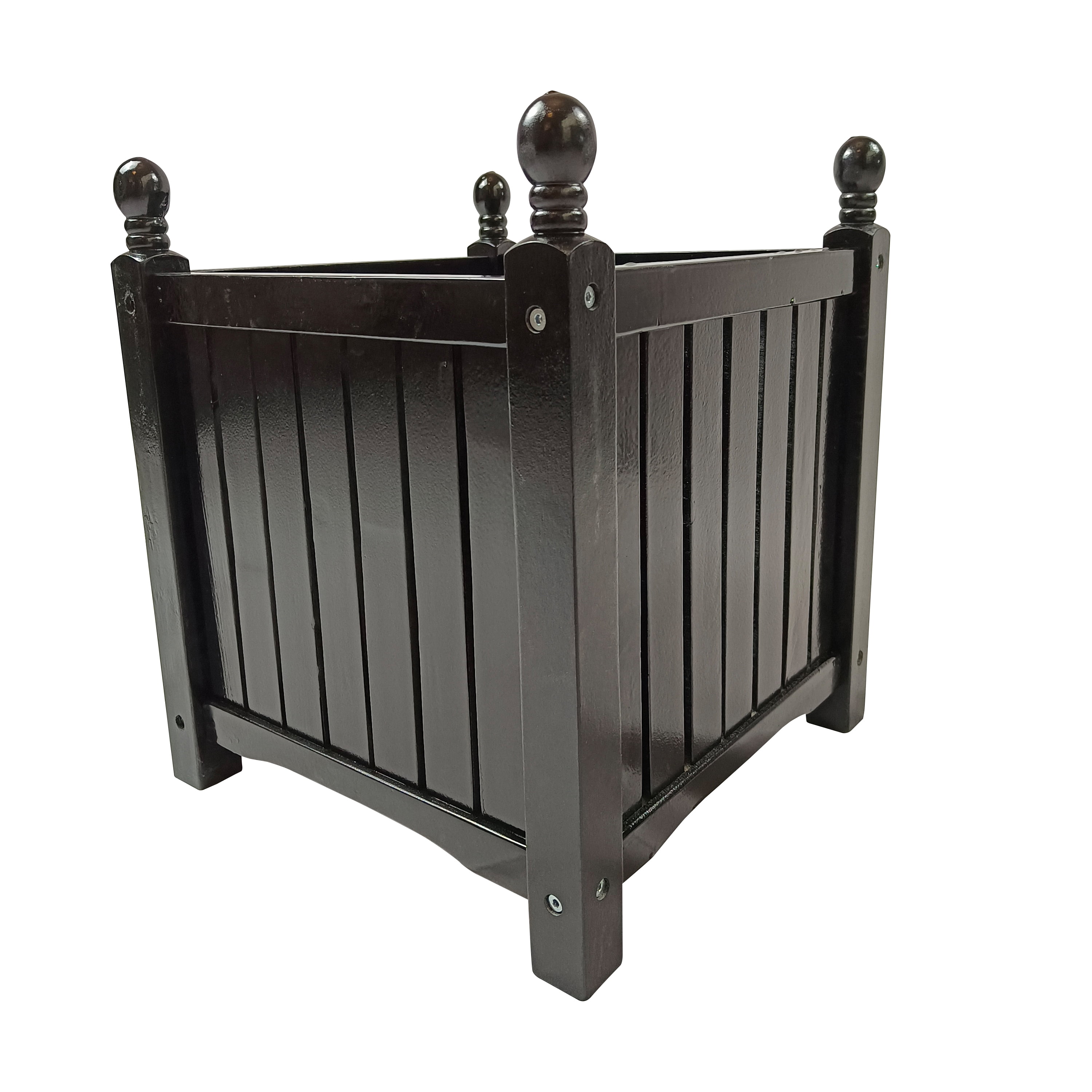 Wooden Flower Planter Box, Square Outdoor Plant Container for Garden Porch Patio Decoration, Black