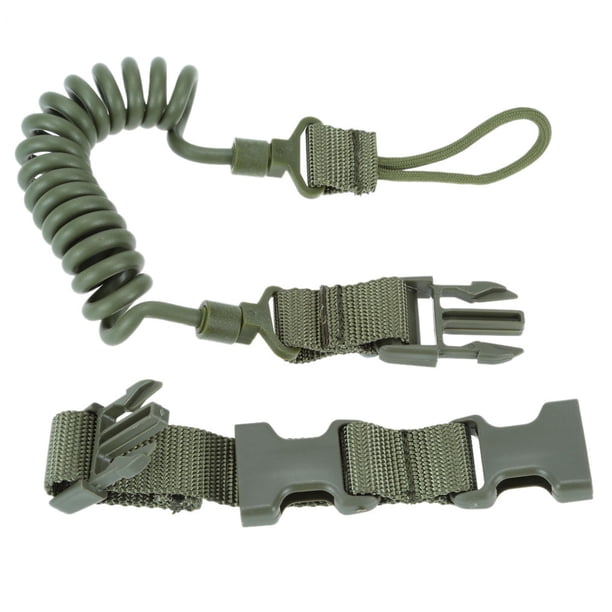 Toystoory LLavero de bobina de resorte, llavero retráctil, cordón de liberación rápida, para viajes al aire libre, caza, pesca, eslinga, Caza Verde