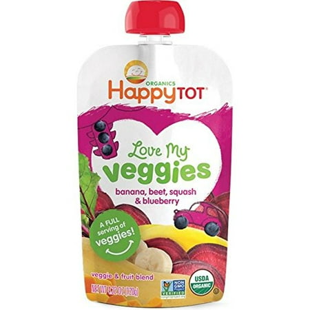 HappyTot Organics Love My Veggies 4 Banana, Beet, Squash & Blueberry, 4.22 OZ