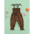 thumbnail image 2 of Caoirhny Toddler Girl Sling Jumpsuit, Heart/Leopard Printed Pleated Tie-Up Simple Style Overalls, Casual Sweet Romper, 2 of 8