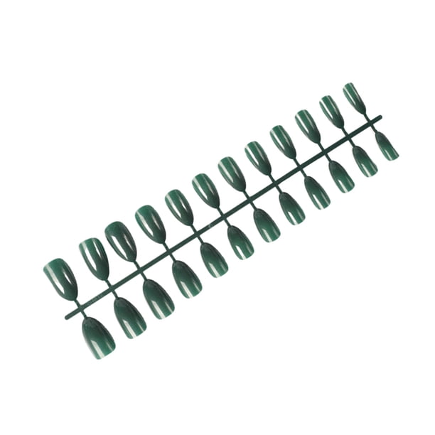 Minnieouse 24 piezas de uñas postizas bricolaje ABS Verde oscuro brillante CE011429-03
