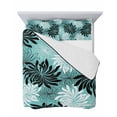 thumbnail image 7 of Quilts King Size Bedding Set, Teal Black Flowers Lightweight Quilted Comforter, Modern Abstract Blooms Floral Soft Reversible Bedspread Coverlet with Pillow Covers for All Season, 96" x 106", 7 of 7