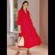 thumbnail image 4 of Vestido Bohemio con Cuello en V, Mangas Acampanadas y Bordado de Encaje para Mujer (2025) Rojo M, 4 of 8
