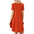 thumbnail image 2 of Women Short Sleeve Round Hem A-Line Tunic Dress with Side Pockets (HGREY, S), 2 of 4