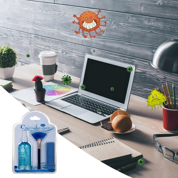 Riforla Keyboard Cleaning Kit Laptop Cleaner 3in 1 Computer Screen Cleaning Brush Tool MultiFunction PC Electronic Cleaner Kit for Pro Earbuds Camera All InOne 100ml Cleaning Agents Sky Blue 18x10cm