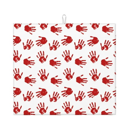 

Pofeuu Bloody Hand Print Ultra Water Absorbent Microfiber Dish Drying Mat Drying Mat for Kitchen Kitchen Counter Accessories