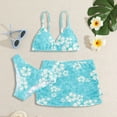 thumbnail image 2 of Girls Swimsuits Size 10-12 Bikinis For Teens Teen Girls Swimsuits 3 Piece Bikini Sets Tropical Floral Bikini Sets Girls' Swimwear with Cover Up Skirt Sky Blue 12-14 Years, 2 of 4