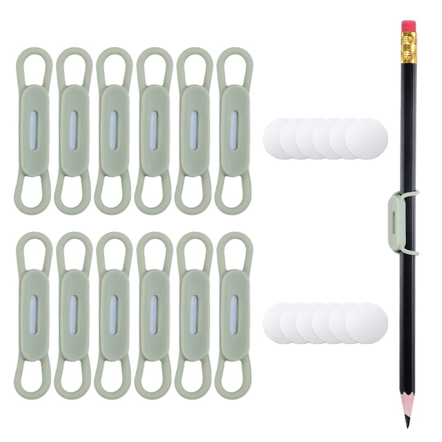Uxcell 12Pcs Soporte Magnético para Lápices, Soporte de Lápiz Magnético de Silicona para Refrigerador, Pizarra, Escritorio, Clipboard, Verde