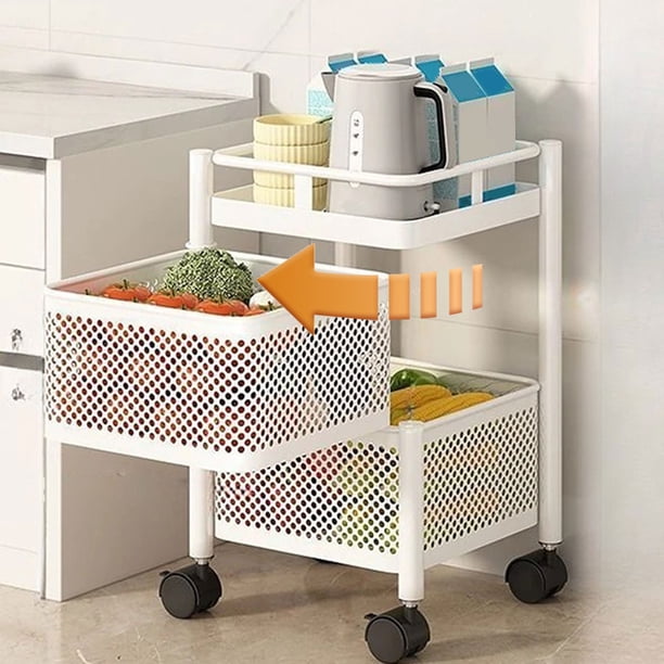 pstuiky Estantes giratorios para cocina suelo del hogar sala de estar cajas de refrigerios juguetes frutas y verduras cestas para verduras carritos de almacenamiento de varias capas.