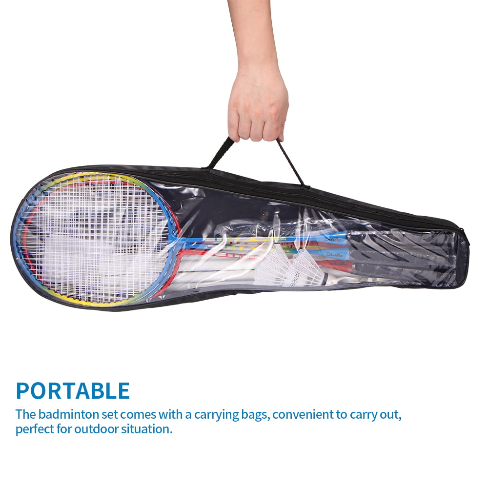 Professional Badminton Net Player Racket Shuttlecock Poles Net Bag Garden Game 