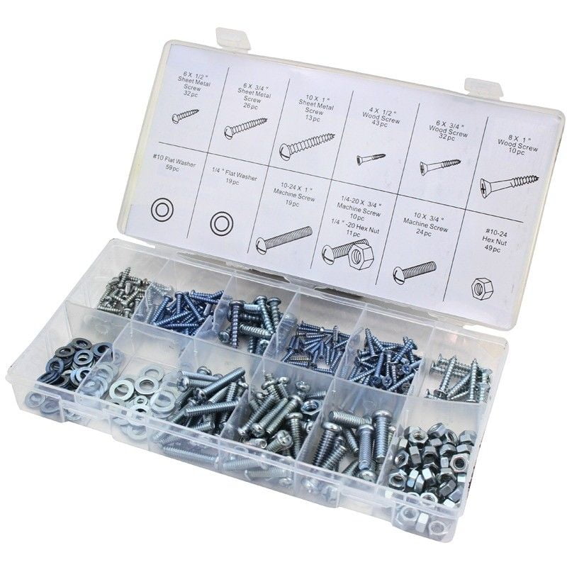 SAE Bolt Nut and Washers 240 Pc Assorted Hardware Kit SAE Bolt Nut and Washers 240 Pc Assorted Hardware Kit