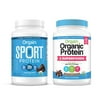 Orgain - Organic Vegan, Gluten Free Plant Based Protein & Superfoods Powder - Creamy Chocolate Fudge (2.02 LB) + Sports Protein Powder - Chocolate (2.01 LB)