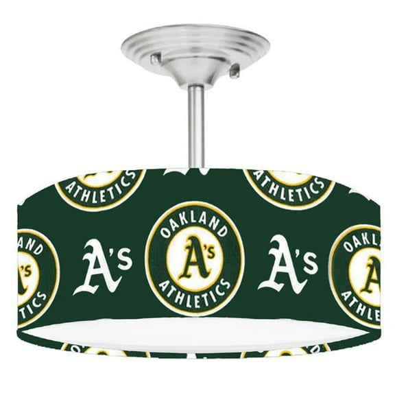 888 Cool Fans DR-0001382 As Athletics MLB Baseball Brushed Nickel Drum Style Lamp Fixture